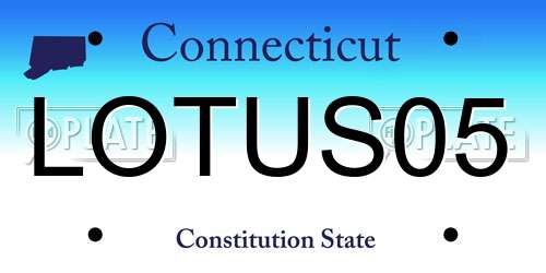 LOTUS05 Connecticut License Plate