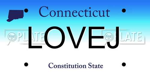 LOVEJ Connecticut License Plate