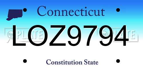 LOZ9794 Connecticut License Plate