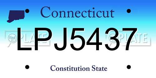 LPJ5437 Connecticut License Plate