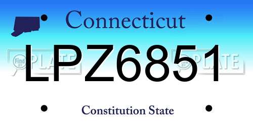 LPZ6851 Connecticut License Plate