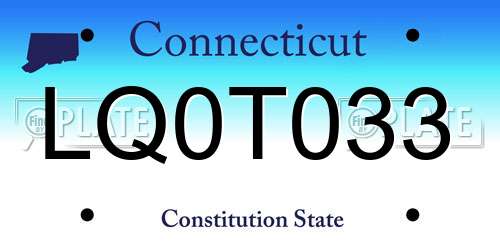 LQ0T033 Connecticut License Plate