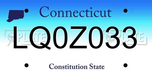 LQ0Z033 Connecticut License Plate