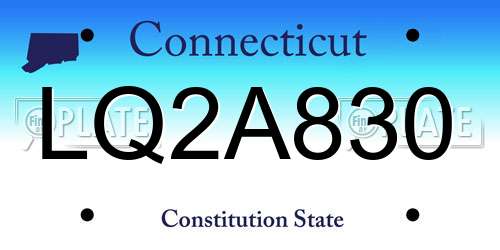 LQ2A830 Connecticut License Plate