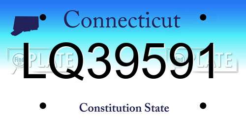 LQ39591 Connecticut License Plate
