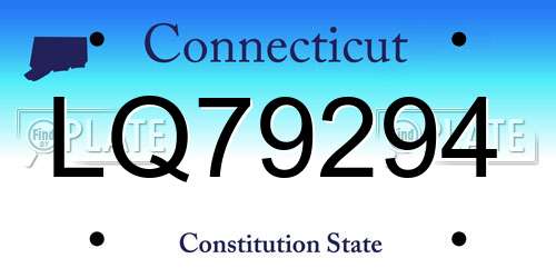 LQ79294 Connecticut License Plate