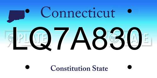 LQ7A830 Connecticut License Plate