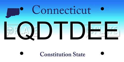 LQDTDEE Connecticut License Plate