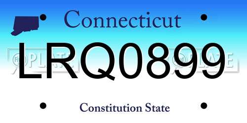 LRQ0899 Connecticut License Plate