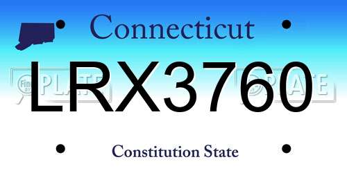 LRX3760 Connecticut License Plate