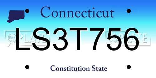 LS3T756 Connecticut License Plate