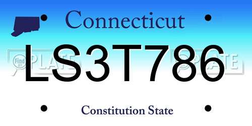 LS3T786 Connecticut License Plate