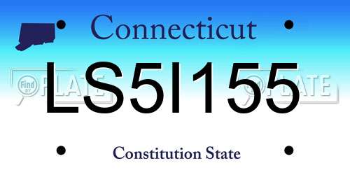 LS5I155 Connecticut License Plate