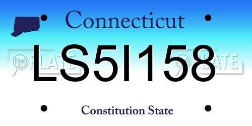 LS5I158 Connecticut License Plate