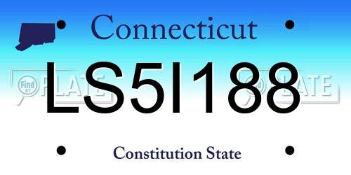LS5I188 Connecticut License Plate