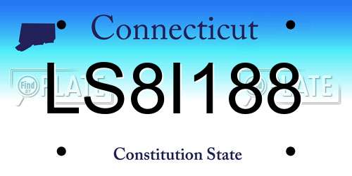 LS8I188 Connecticut License Plate