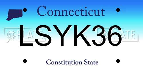 LSYK36 Connecticut License Plate