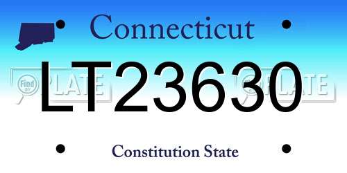 LT23630 Connecticut License Plate