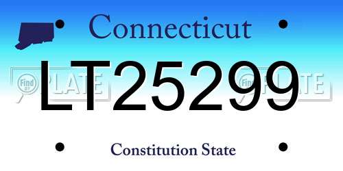 LT25299 Connecticut License Plate