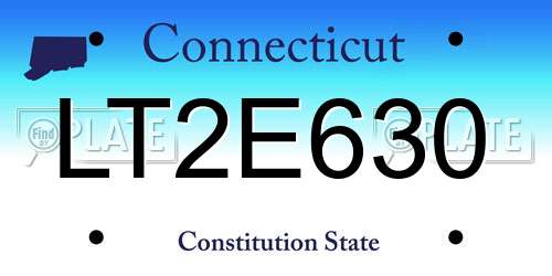 LT2E630 Connecticut License Plate
