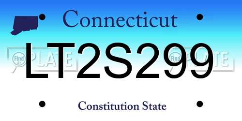 LT2S299 Connecticut License Plate
