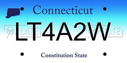 LT4A2W Connecticut License Plate