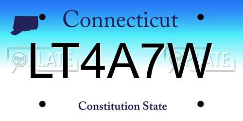 LT4A7W Connecticut License Plate