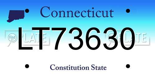 LT73630 Connecticut License Plate