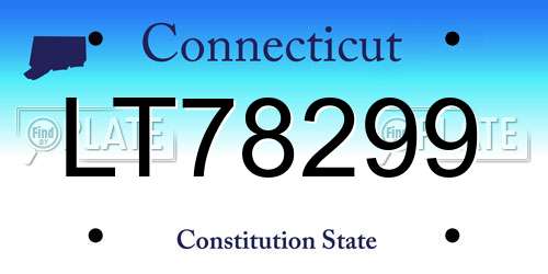 LT78299 Connecticut License Plate