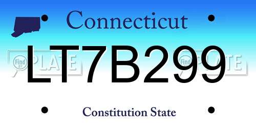 LT7B299 Connecticut License Plate