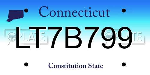 LT7B799 Connecticut License Plate