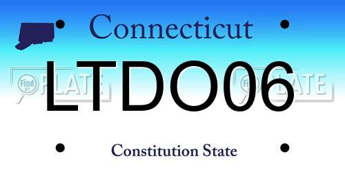 LTDO06 Connecticut License Plate
