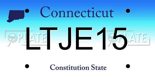 LTJE15 Connecticut License Plate
