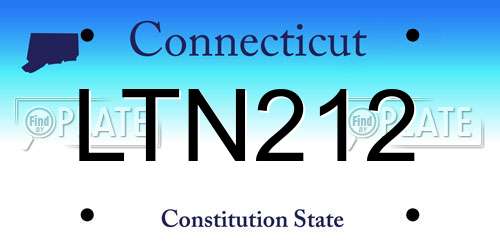 LTN212 Connecticut License Plate