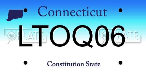 LTOQ06 Connecticut License Plate