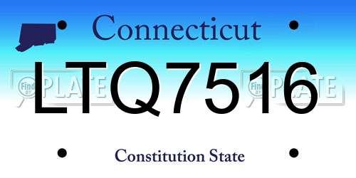 LTQ7516 Connecticut License Plate