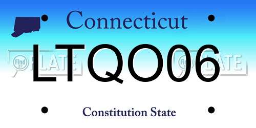LTQO06 Connecticut License Plate