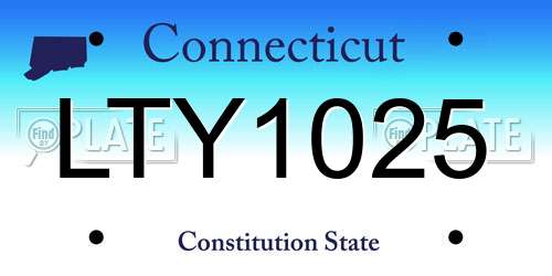 LTY1025 Connecticut License Plate