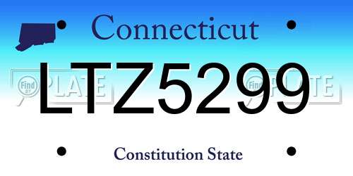 LTZ5299 Connecticut License Plate