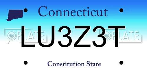 LU3Z3T Connecticut License Plate