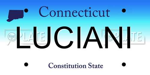 LUCIANI Connecticut License Plate
