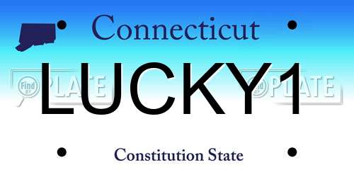 LUCKY1 Connecticut License Plate