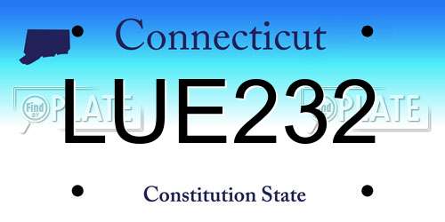 LUE232 Connecticut License Plate