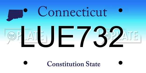 LUE732 Connecticut License Plate
