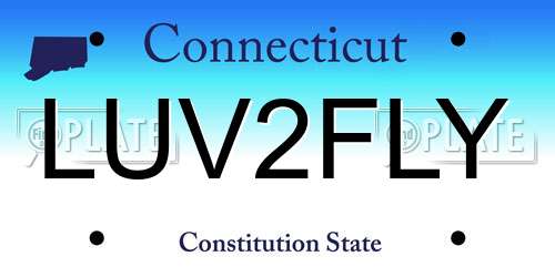 LUV2FLY Connecticut License Plate