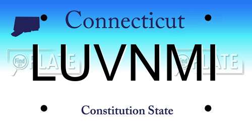 LUVNMI Connecticut License Plate