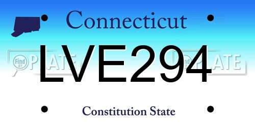 LVE294 Connecticut License Plate