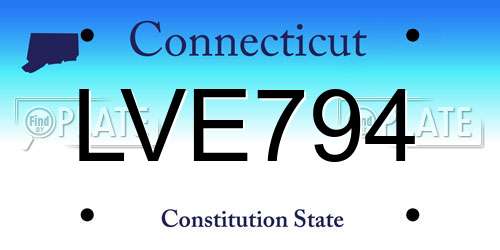 LVE794 Connecticut License Plate