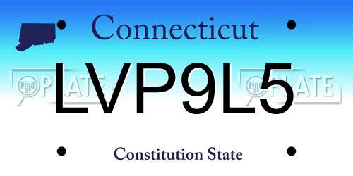 LVP9L5 Connecticut License Plate