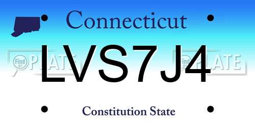 LVS7J4 Connecticut License Plate